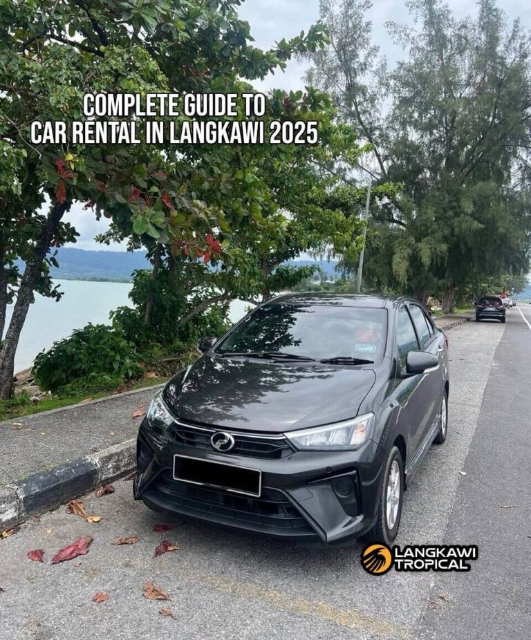 Complete Guide to Car Rental in Langkawi 2025 – Perodua Bezza near Langkawi beach