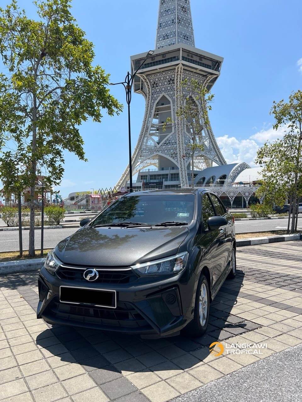 Perodua Bezza car rental with large boot space at Maha Tower Langkawi